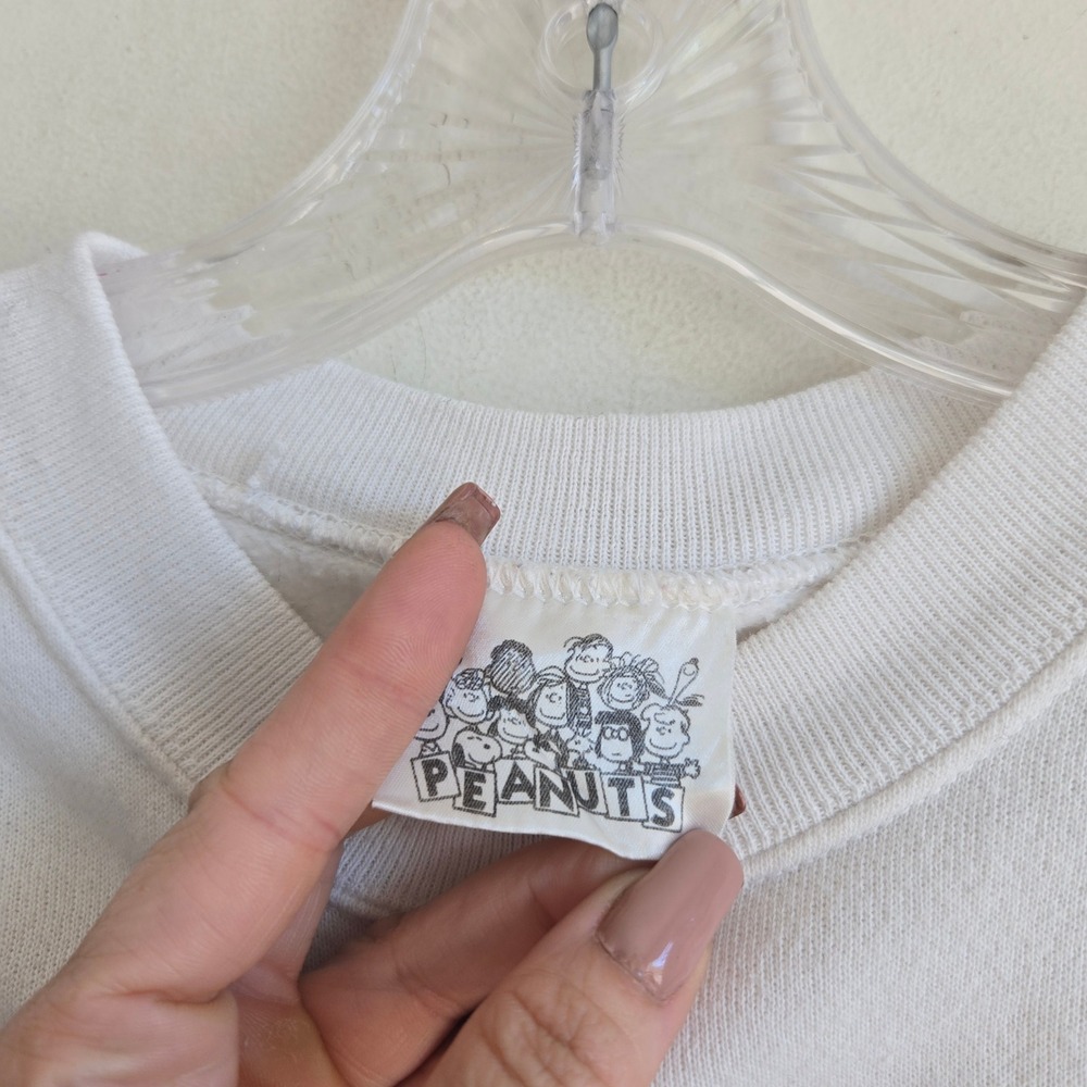 Peanuts Large Sweatshirt Womens White Good Halloween Charlie Brown Vintage USA - Picture 5 of 10